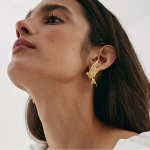 New! Gold Plated Swallow Bird Stud Earrings